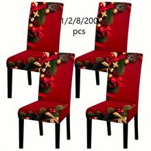 4/6 Unique Christmas Designs, Santa Claus & Snowman Digital Positioning Print Chair Covers, Removable & Washable Chair Cover Set, Soft Elastic Seat Protector, Suitable For Christmas Atmosphere Decoration In Restaurant, Kitchen, Banquet Hall, Dining Room, Bedroom, Office, Living Room, Dormitory And Home - Multicolor - View 24