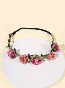 1 Peça Faixa de Cabeça Boêmia de Poliéster com Estampa Floral, Coroa de Decoração Floral, Adequada para Tiara de Todas as Estações, Guirlanda de Cabelo, Circlet de Cabelo