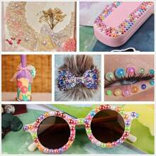 2368颗3-10毫米混合珍珠树脂水钻平底珍珠，DIY珠宝工艺材料，适用于手机壳、化妆镜、杯子、鞋子装饰 - 黑色 - 查看 5