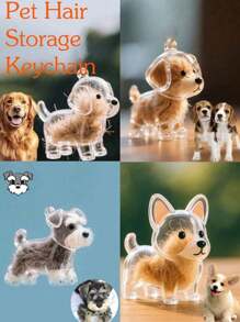 1个狗狗造型亚克力毛发收纳盒钥匙扣 - 可爱卡通小狗设计，黑白波点图案，可用于宠物美容、DIY宠物毛发整理、美容配件，趣味设计，钥匙扣配件，汽车配件，哥特风Y2K圣诞礼物，包包挂饰，汽车配件，送给老师、朋友、姐妹的礼物创意