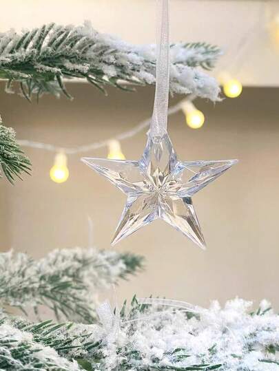 Acrylic Transparent Ornaments, Faux Ice Crystal Snowflake Transparent Hanging Decorations, Christmas Tree Decor, Holiday Hanging Ornaments