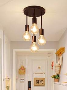 4-Light Flush Mount Ceiling Light, Modern Cast Iron - Smooth Painted Surface, Suitable For Bedroom, Kitchen, Dining Room, Hallway, Balcony (E27 Base) - Chandelier - View 5