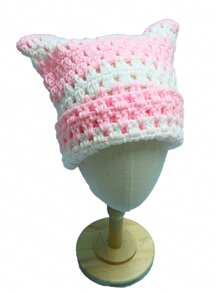 1pc Unisex Hand Knitted Cute Striped Cat Ear Beanie Hat, Autumn Winter Warm Ear Protective Handmade Striped Ski Mask Street Fashion Hip-Hop Couple Headwear - Multicolor - View 39