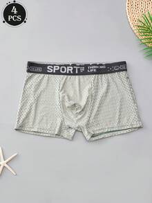 Męska, 4-częściowa, wygodna, sportowa, perforowana bielizna męska na płaskim obcasie, swobodna i oddychająca