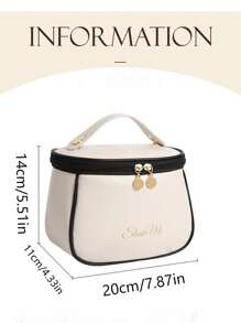 1PC Multi-Functional Travel Makeup Bag Waterproof Make Up Pouch Large-Capacity Cosmetic Storage Bag Portable Beach Bag Double-Layer PU Leather Cosmetic Bag Gift Bags Bathroom Toiletry Bag Ladies Travel Cosmetic Organizer Double-Layer PU Leather Material, Large-Capacity, Multi-Functional,