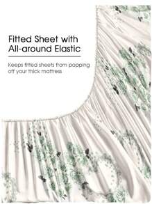 4 件绿色心形爱心玫瑰花朵图案床单套件，1 件床笠和 1 件床单和 2 件枕套床上用品床垫保护套（不包括枕芯）豪华床笠套装特大号双人床全尺寸床单深口袋最大 11.8 英寸枕套，柔软透气防皱，更适合睡眠，豪华酒店风格，送给妈妈爸爸朋友农舍床上用品套装返校床上用品宿舍床上用品套装