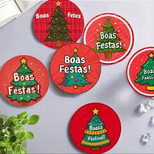 1 set/4 piezas/6 piezas Posavasos de barro de diatomeas con diseño de árbol de Navidad, posavasos de café, adecuados para decoración del hogar y restaurante, regalos navideños, decoración de mesa, decoración de otoño, decoración de fiestas temáticas, pueden ser entregados como regalos
