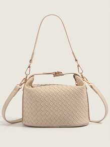 Bolso de mano tejido de piel sintética para mujeres, bolso de moda tipo tote, bolso casual cuadrado pequeño para el hombro, monedero ligero, adecuado para chicas, damas, estudiantes universitarias, jóvenes profesionales, versátil para combinar con atuendos