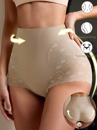 Women's High Waist Lace Sexy Slimming Tummy Control Shapewear Pants, Seamless Thin Waist Shaping Leggings