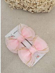 Par de Laço de organza de menina no bico de pato presilha infantil