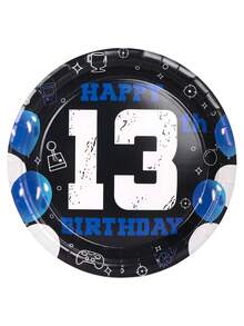 10 Stücke 13. Geburtstag Dekorationen für Jungen Blau Schwarz 13. Geburtstag Party Teller Becher offizielles Teenager 13 Geschirr für Teenager Jungen Glücklicher 13 Jahre alter Party Zubehör