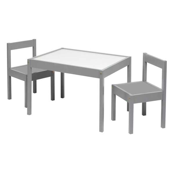 3-Piece Kids Table And Chairs Set - Lightweight Grey Toddler Furniture For Ages 1-5, Easy Assembly, Space-Saving Playroom Desk With Rounded Corners, Perfect For Arts & Crafts, Snack Time, And Learning