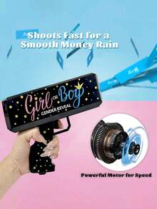 101件/套 - 黑金皇冠性别揭晓彩纸礼炮，包含黑金、粉蓝三色彩纸和礼炮，是性别揭晓派对、迎婴派对、男孩/女孩破冰游戏的理想之选。（注：需3节AAA电池。） - 彩色 - 查看 3