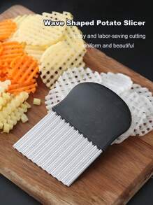 1pc Stainless Steel Potato Knife With Stainless Steel Blade And Plastic Handle, No Hand Injury, Wavy Cutter, Suitable For Cutting Shaped Ingredients, Suitable For Potatoes, Carrots And Other Vegetables, Household Kitchen Cutting Knife - Kitchen Accessories - Kitchen Utility Tools