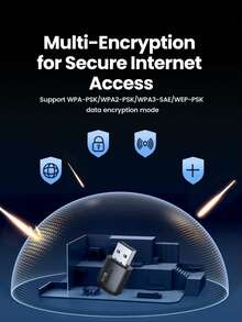 UGREEN 2.4G & 5G Wifi6 Wireless Adapter 600Mbps 286Mbps USB WiFi Network Card For PC Computer USB WiFi Adapter USB Ethernet WiFi - Black - View 10