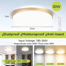 CANMEIJIA 1pc LED Ceiling Light With Remote Control, Dimmable 3-Color Changing, Suitable For Bathroom/Bedroom/Living Room/Study/Wardrobe/Kitchen/Hallway/Stairwell/Small Room, Choose Appropriate Size (30W/40W/50W) Based On Use Requirement - LED Remote Control Three-proof Ceiling Light - View 19