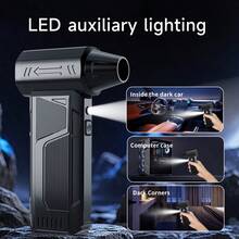 160,000 RPM Turbo Hair Dryer - Brushless Motor, 52m/S 4-Speed Wind, LED Light, 6000mAh Battery, Multi-Nozzle, Handheld Digital Display Fan For Computer/Dust/Car/Leaf Cleaning