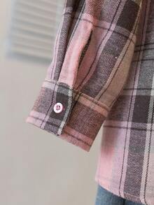 YUXIN Retro American Plaid Long Sleeve Shirt For Women, Chic Loose Fit Casual Blouse With Design Details, Suitable For Spring And Autumn