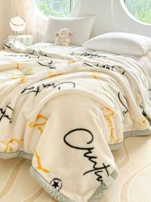 1pc Christmas Floral Pattern Blanket, Soft Double-Layer Raschel Throw Blanket, Long Plush Warm & Cozy For Bedroom, Living Room, Travel - Good Match - View 9