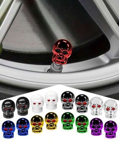 2/4 Pcs/Pack Skull-Shaped Copper Alloy Valve Cap Set, Corrosion Resistant, Universal Stem Covers For Cars Trucks Motorcycles SUVs And Bikes