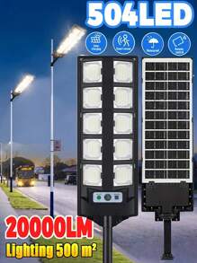 1pcs Commercial Street Solar Large Street Lamp, 504LED Lamp Beads 6-Cell Double-Row High-Brightness 4500mah, Automatic Sensor Switch From Dusk To Dawn, Outdoor Solar Sensor Floodlight With Motion Sensor And Remote Control, Suitable For Home Parking Lot Lights, Commercial Street And Sports Field Solar Street Lamps