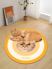 1pc Customized Round Pet Carpet, Can Print Personalized Photo And Name, Soft Faux Cashmere Non-Slip Rug, Cute Floor Mat, Suitable For Dog Or Cat Lovers, Cozy Home Decor, Can Be Used In Bedroom Or Living Room, Christmas, Thanksgiving, Halloween Gift - Multicolor - View 5