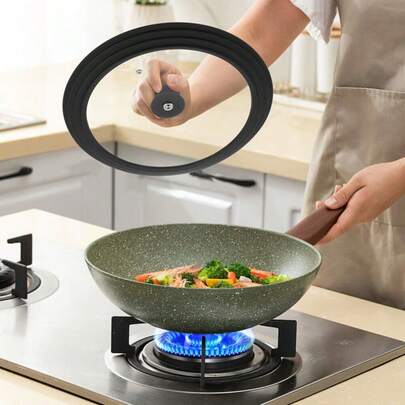 Universal Silicone Glass Lids Saucepan Frying Pan Lid For 28/30/32cm