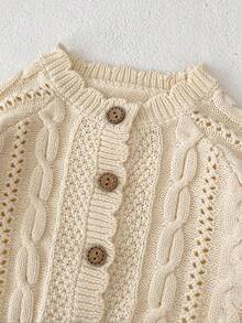 Autumn New Baby Sweater, 0-3 Years Old Girls Aran Knit Cardigan, Knitted Versatile Long Sleeve Jacket