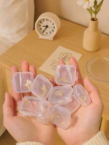 10 Transparent Plastic Small Square Boxes, Jewelry Storage Boxes, Pen Tip Storage Boxes, Earplug Storage Boxes, False Eyelash Storage Boxes, Earring Boxes, Classified Storage, Ring Storage Boxes, Small Medicine Boxes, Clear At A Glance, Suitable For Home, Work, Going Out, And Travel.