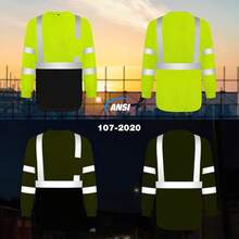 Hi Vis Shirts For Men Class 3 Long Sleeve High Visibility Shirts For Men Women Construction Work, Surveyors, Meets Ansi, Yellow XL - 1 Gói-vàng & Đen - Xem 2