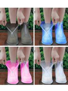 1/2Pairs Transparent Plastic Drawstring Waterproof Rain Shoe Covers, Various Sizes, Non-Slip,3/5/10Pairs, Waterproof And Dustproof Reusable Shoe Covers, Outdoor Accessories, Suitable For School, Office, Home, Travel, Shoe Storage