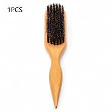 1PCS[Slick Back Hair Brush] 2-In-1 Bristle Slick Back Hair Brush | Wide Rat Tail For Sectioning & Parting, Edge Control & Flyaway Management, Natural Wood Handle, Black Bristles, Perfect For Teasing & Backcombing