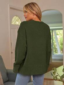 Women's Oversized Sweaters Fuzzy Chunky Warm Pullover Sweater - Army Green - View 5