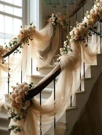 1pc Romantic Chiffon Gauze Veil Arch Curtain For Outdoor Wedding, Wedding Ceremony, Bridal Shower And Party Decoration Best Gifts,Wedding Decor,Home Decor ,Room Decor Party Favors Bride Birthday Graduation Birthday Decorations Party Decorations Bachelorette