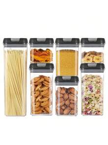 Set de 7 recipientes Bluelander herméticos sin BPA completamente apilables, almacenamiento alimentos cocina, organizador saludable y eficiente multiusos - Transparente - Ver 5