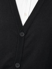 男士纯色单排扣V领针织毛衣背心，适合秋冬 - 黑色 - 查看 3