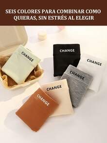 Sensual Star 6 piezas de bragas triangulares para mujer, cómodas bragas de cintura media con diseño de letras de unicolor, sin costuras - Multicolor - Ver 10