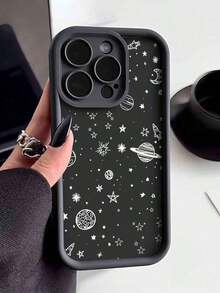 1pc Thickened Shockproof Fashion Alien & Starry Print Phone Case, Compatible With Apple Suitable For IPhone 17 Air - Black - View 5