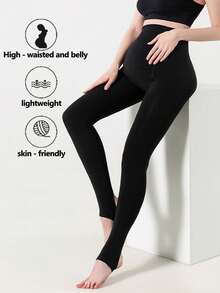 1 pièce Collants de maternité à rayures verticales noires, et affinants, essentiels pour la grossesse, convenant pour le port intérieur et extérieur, printemps/automne - Multicolore - Voir 2
