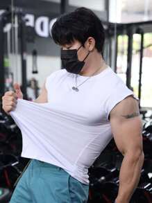 男士健身训练背心，夏季休闲舒适上衣，男士无袖运动上衣