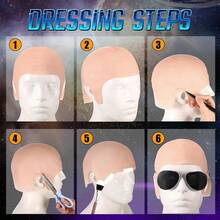 1 套秃头帽配 1 副眼镜，适合成人男士尼龙光头假发帽，可剪裁，适合万圣节音乐节音乐会说唱明星派对角色扮演 - 杏色 - 查看 4