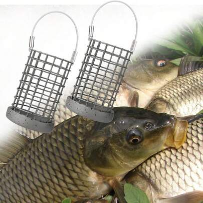 FTK 1 pieza Cesta alimentadora de cebo para pesca: Jaula de cebo de metal estilo europeo, hecha de material libre de plomo, se puede usar como dispositivo de alimentación de carpas - Adecuado para accesorios de pesca de carpas.
