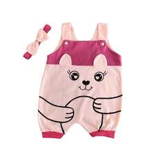 Overalls + Headband Set – Baby Girl Cow Print Size RN To 3 Months - Baby Pink - View 7
