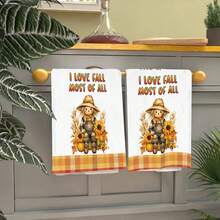2/4/6/48pcs Autumn Harvest Scarecrow Pattern Soft Kitchen Towels/Hand Towels, Multi-Purpose, Quick Drying Dish Cloths, Suitable For Kitchen, Celebrations, Weddings, Decorations
