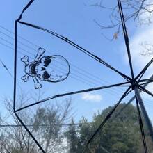 Creative Double-Sided Skull Transparent Umbrella, Minimalist Design, Popular Folding Portable Umbrella, Dark Aesthetic