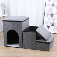 Escalera para perros pequeños con espacio de almacenamiento, ajustable para cama alta y sofá, rampa para perros pequeños y gatos, 3 niveles en gris - Gris - Ver 6