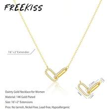 Gold Pendant Necklace For Women, Dainty Diamond Necklaces For Women Simple 14K Gold Plated Paperclip Choker Necklaces Cute Minimalist Open Oval Necklaces Gold Jewelry For Women Gifts - 金色+迴紋針金色 - 查看 3