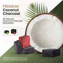 Premium Coconut Charcoal Flats For Long Lasting Burn - 120 Half Cubes (1.25MM) - Zero ASH & Low Odor