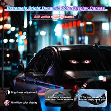 Decoraciones navideñas-Luz LED de ojo para parabrisas de coche 1/2 juegos, 9,2 * 37,4 cm, ojos led para auto, panel de pantalla LED flexible, luz de ojo de diablo de parabrisas de camión con control remoto Bluetooth - ojos de diablo1664-9,2 * 37,4 cm-2uds - Ver 8