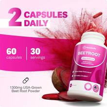 Rosabella Organic Beet Root Capsules – 1300mg Beetroot Powder For Natural Energy & Endurance Support, Non-GMO, Lab-Tested Beet Supplement - 60 Capsules, 30-Day Supply - 3 chai - Xem 4